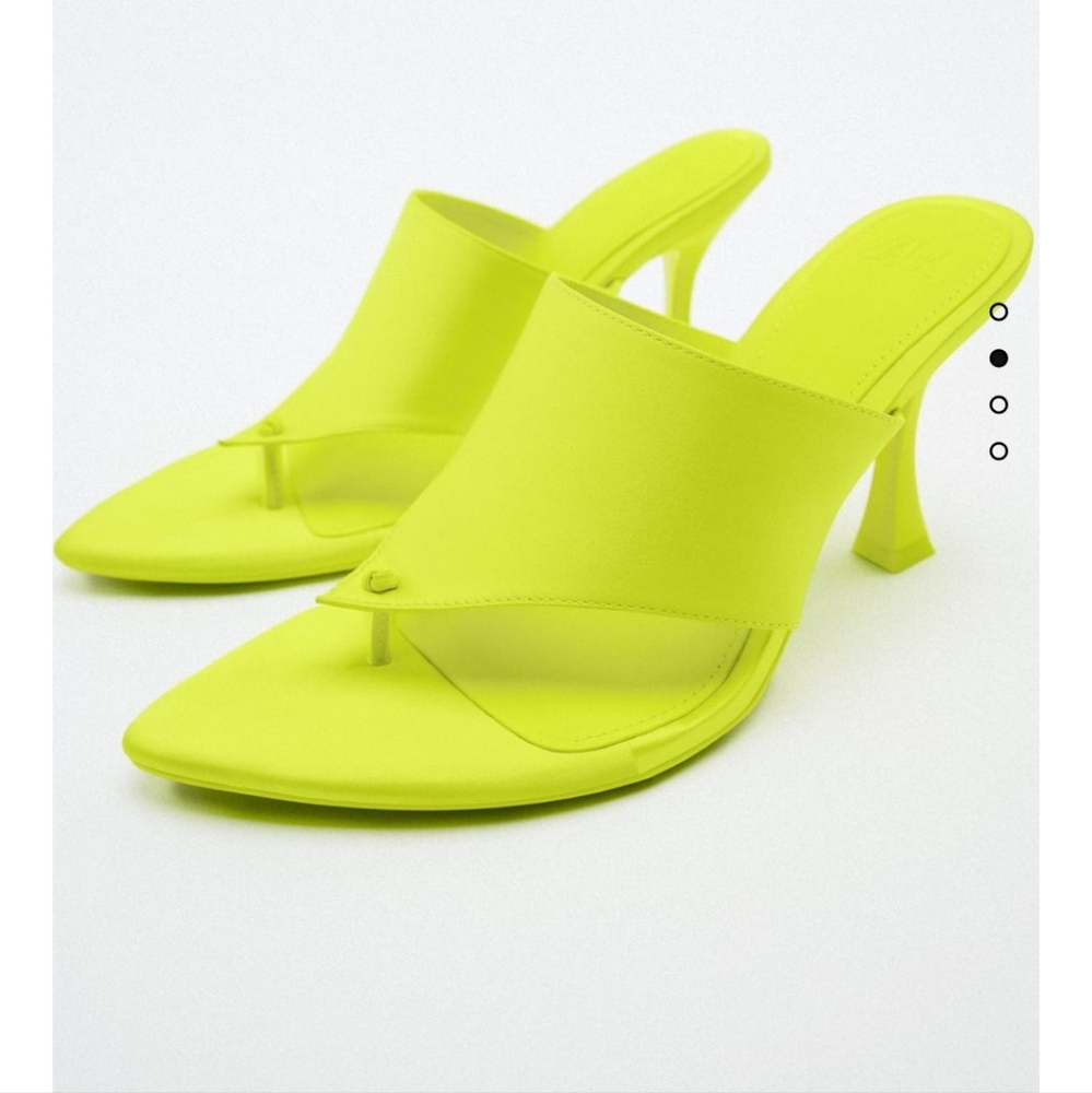 Zara Neon Yellow Thong Mule Heels